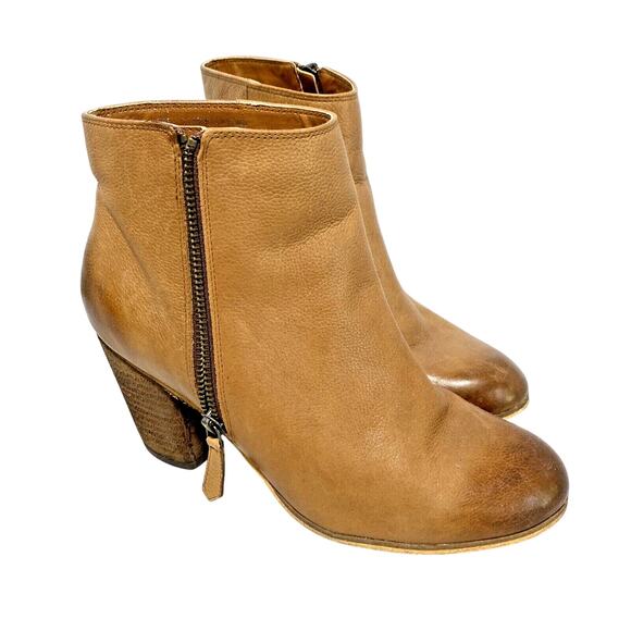 Nordstrom BP Trolley Ankle Boots Tan Leather Booties Side Zip High Heel US 9M - Picture 10 of 11